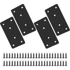 Zorfeter 4 Pack 4" x 2" (L x W) Black Flat Mending Plate, Metal Joining Bracket with Holes Stainless Steel Brace, Straight Steel Fixing Plate for Wood Furniture/Fence Assembly in Kuwait