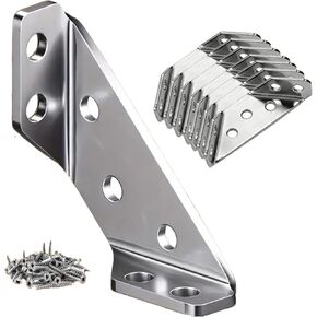 8pcs 2mm Thickened Stainless Steel Corner Brackets for Wood – Heavy Duty 90 Degree L Angle Braces with Screws, Strong Furniture Corner Connectors for Shelves, Cabinets, Tables & Drawers in Kuwait