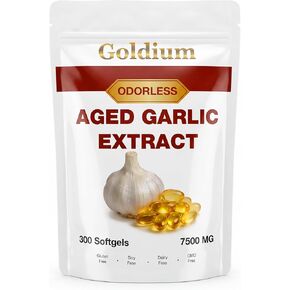 مستخلص الثوم المسن 7500 مجم كبسولات هلامية عديمة الرائحة - كبسولات مستخلص الثوم المسن لصحة القلب وضغط الدم ودعم المناعة، ثوم عضوي عديم الرائحة للبالغين، عدد 300 in Kuwait