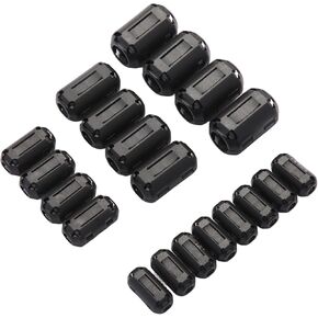 مجموعة أساسية من حلقة الفريت متعددة الأحجام مكونة من 20 قطعة - خرزات الفريت سهلة التركيب لمنع الضوضاء EMI/RFI، تناسب الكابلات 0.14/0.28/0.35/0.51 بوصة (3.5/7/9/13 مم) in Kuwait