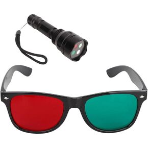 ضوء اختبار العيون 4 نقاط، نظارات اختبار الرؤية باللون الأحمر والأخضر مع إطار ومصباح يدوي، بطارية ليثيوم قابلة لإعادة الشحن 1200 مللي أمبير في الساعة ومواد متينة، للاختبار والتدريب والقمع in Kuwait