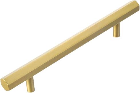 Solid Brass Wardrobe Gold Cabinet Drawer Door Pull Handle Hexagonal Long T-Handle 1Pcs(T) in Kuwait