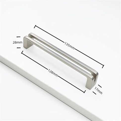 Cabinet Door Handles Zinc Alloy Solid Wardrobe Drawer Pulls Furniture Handle Hardware 1Pcs(Brushed-Silver-C128) in Kuwait