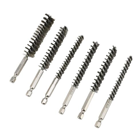 6pcs Bore Brushes for Power Drill, Stainless Steel Twisted Wire Brush Set, Durable Rust Removal Tools for Garage and Automotive in Saudi Arabia