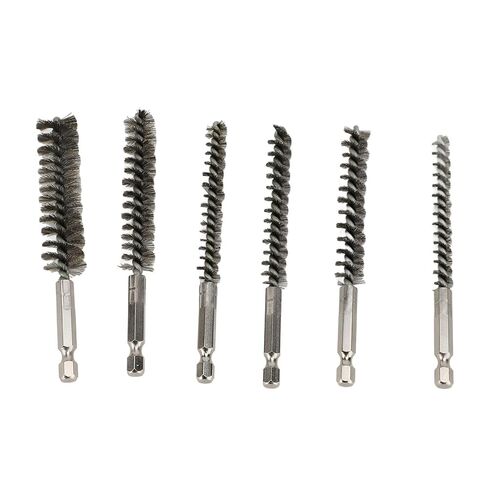 6pcs Bore Brushes for Power Drill, Stainless Steel Twisted Wire Brush Set, Durable Rust Removal Tools for Garage and Automotive in Saudi Arabia