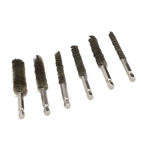 6pcs Bore Brushes for Power Drill, Stainless Steel Twisted Wire Brush Set, Durable Rust Removal Tools for Garage and Automotive in Saudi Arabia