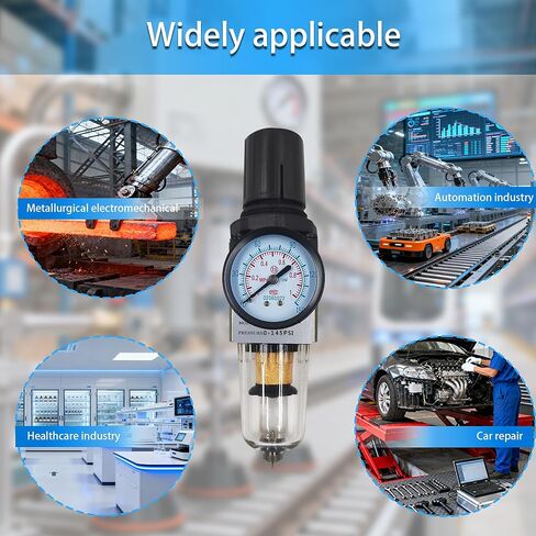 LTPC 1/4" NPT Compressed Air Filter Regulator Combo Piggyback, 5 Micron Brass Element, Poly Bowl, Semi-Auto Drain, Metal Bracket, 0-150 psi AW2000-02 in Kuwait