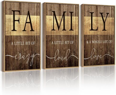 Drsoum Home Family Wall Decor Farmhouse Sign Wall Hanging Decor Rustic Netural Quotes Prints Artwork for Home Dining Room Kitchen 11x14in Natural Framed in Kuwait