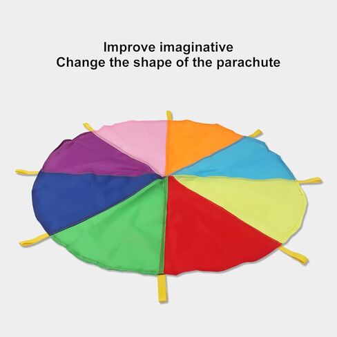 Parachute Game for Kids, Multicolored Outdoor Toy with 8 Handles, Promotes Cooperation for Birthday Parties, Picnic, Family Reunions in Kuwait