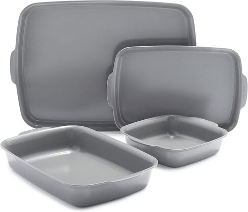 GreenPan Premiere Ovenware Healthy Ceramic Nonstick 4 Piece Bakeware Set, PFAS-Free, Rectangular, Square, Quarter, Half Sheet Baking Pans, Warp-Free, Oven Safe to 600F, Dishwasher Safe, Gray in Kuwait