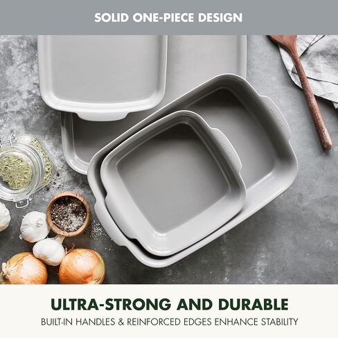 GreenPan Premiere Ovenware Healthy Ceramic Nonstick 4 Piece Bakeware Set, PFAS-Free, Rectangular, Square, Quarter, Half Sheet Baking Pans, Warp-Free, Oven Safe to 600F, Dishwasher Safe, Gray in Kuwait