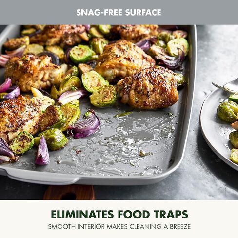 GreenPan Premiere Ovenware Healthy Ceramic Nonstick 4 Piece Bakeware Set, PFAS-Free, Rectangular, Square, Quarter, Half Sheet Baking Pans, Warp-Free, Oven Safe to 600F, Dishwasher Safe, Gray in Kuwait