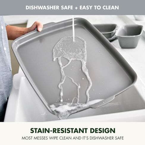 GreenPan Premiere Ovenware Healthy Ceramic Nonstick 4 Piece Bakeware Set, PFAS-Free, Rectangular, Square, Quarter, Half Sheet Baking Pans, Warp-Free, Oven Safe to 600F, Dishwasher Safe, Gray in Kuwait