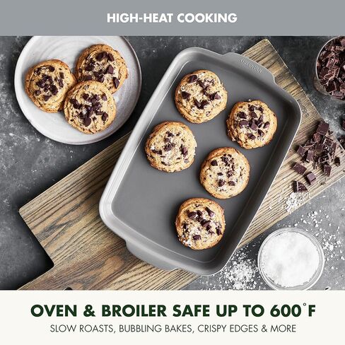 GreenPan Premiere Ovenware Healthy Ceramic Nonstick 4 Piece Bakeware Set, PFAS-Free, Rectangular, Square, Quarter, Half Sheet Baking Pans, Warp-Free, Oven Safe to 600F, Dishwasher Safe, Gray in Kuwait