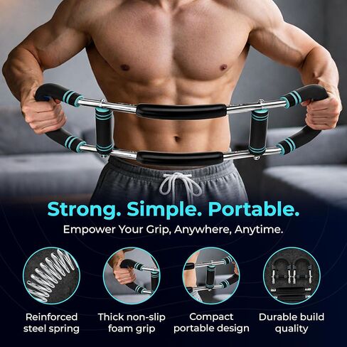 Advanced Twister Arm Trainer – Heavy 65–110 lbs Resistance Bar for Upper Body Strength – Chest, Arms, Shoulders & Back – High Intensity Home Gym Equipment with Non-Slip Foam Handles in Kuwait