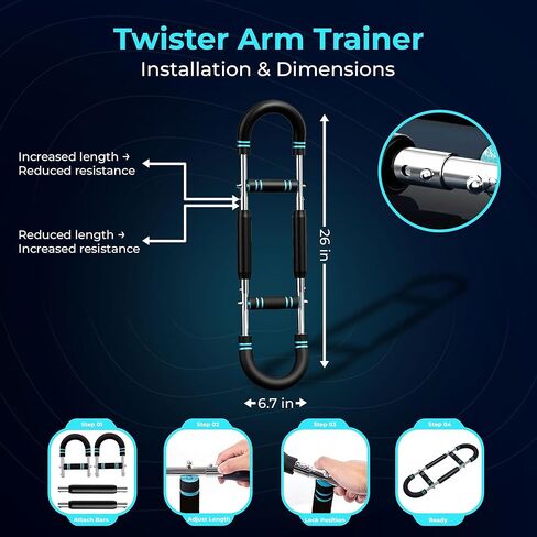 Advanced Twister Arm Trainer – Heavy 65–110 lbs Resistance Bar for Upper Body Strength – Chest, Arms, Shoulders & Back – High Intensity Home Gym Equipment with Non-Slip Foam Handles in Kuwait