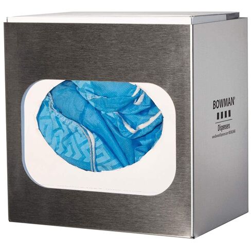 Protective Wear Dispenser - Shoe Cover Holds one Box of Shoe Covers Keyholes for Wall mounting Stainless Steel Made in The USA Dims: 6.84"L x 10.37"W x 10.35"H in Kuwait