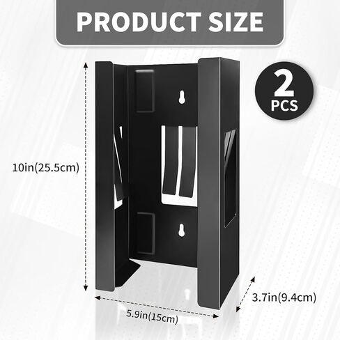 2 Pcs Magnetic Glove Dispenser, Disposable Gloves Box Holder, Holds Boxes of Towels, Wipes and Tissues, Suitable for Wall mounting, Kitchen, Fridge, Office, Workshops, Garage, toolboxes, (Black) in Kuwait