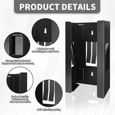 2 Pcs Magnetic Glove Dispenser, Disposable Gloves Box Holder, Holds Boxes of Towels, Wipes and Tissues, Suitable for Wall mounting, Kitchen, Fridge, Office, Workshops, Garage, toolboxes, (Black) in Kuwait