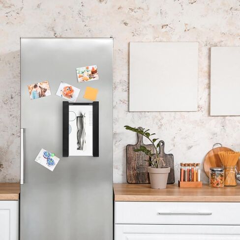 2 Pcs Magnetic Glove Dispenser, Disposable Gloves Box Holder, Holds Boxes of Towels, Wipes and Tissues, Suitable for Wall mounting, Kitchen, Fridge, Office, Workshops, Garage, toolboxes, (Black) in Kuwait