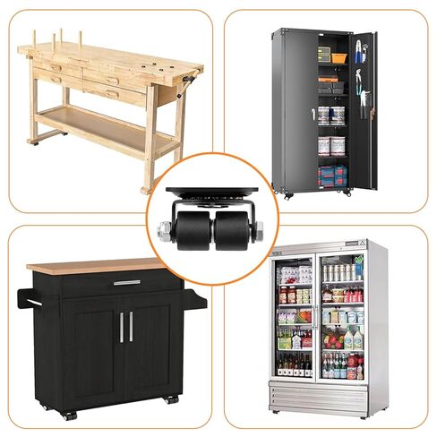 مجموعة عجلات شديدة التحمل مكونة من 4 عجلات منخفضة الحجم مقاس 1 بوصة لعجلات الأثاث بسعة 1100 رطل لمنضدة السرير من النايلون الأسود in Kuwait