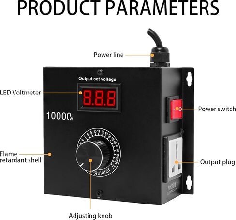 جهاز تحكم في السرعة المتغيرة SCR AC بقدرة 10000 واط، والتحكم في سرعة المروحة والمحرك 120 فولت - 220 فولت تيار متردد، 22 أمبير، مثالي للأدوات الكهربائية أو الغلايات أو المواقد in Kuwait