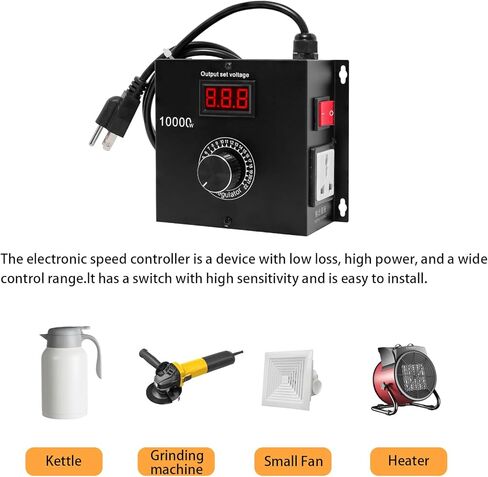 جهاز تحكم في السرعة المتغيرة SCR AC بقدرة 10000 واط، والتحكم في سرعة المروحة والمحرك 120 فولت - 220 فولت تيار متردد، 22 أمبير، مثالي للأدوات الكهربائية أو الغلايات أو المواقد in Kuwait