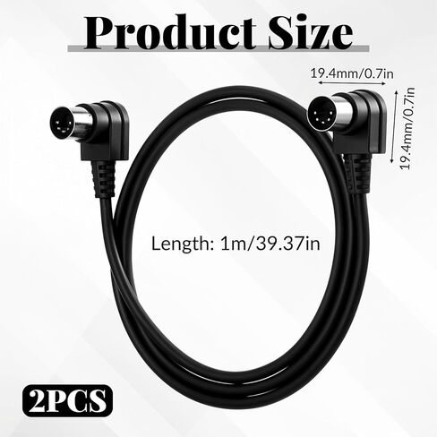 2 Pack MIDI Cables 3.2FT /1m MIDI Cable Right Angle 5 Pin MIDIs Cable Male to Male 5-Pin MIDIs Cables Compatible Stable & Fast Transmission and for Interface Pedal Board Keyboard in Saudi Arabia
