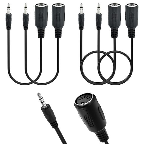 4Pcs Type-A MIDI to 3.5mm Adapter | Include 14" & 6" TRS 3.5mm Male to MIDI Female 5 Pin DIN Breakout Cable | Ultra-Compact Plug | for Synths Keyboards DAWs in Saudi Arabia