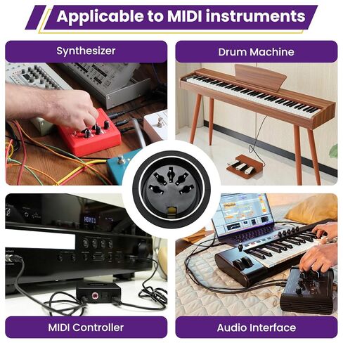 4Pcs Type-A MIDI to 3.5mm Adapter | Include 14" & 6" TRS 3.5mm Male to MIDI Female 5 Pin DIN Breakout Cable | Ultra-Compact Plug | for Synths Keyboards DAWs in Saudi Arabia