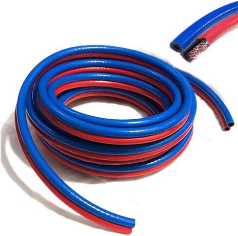 RSBFER خرطوم أكسجين أسيتيلين مزدوج 8 مم - خرطوم لحام وقطع عالي الضغط مقاوم للهب، PVC مرن، أحمر وأزرق لقطع المعادن، 10 متر in Kuwait