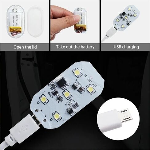 2 قطعة LED أضواء باب السيارة مغناطيسيا التبديل Rechageable ترحيب تحذير ضوء السيارة الداخلية المضادة للتصادم غرفة تخزين ضوء in Saudi Arabia