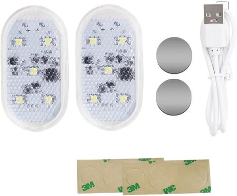 2 قطعة LED أضواء باب السيارة مغناطيسيا التبديل Rechageable ترحيب تحذير ضوء السيارة الداخلية المضادة للتصادم غرفة تخزين ضوء in Saudi Arabia