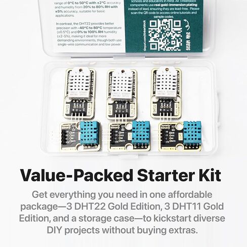6 قطع DHT22 DHT11 الإصدار الذهبي مجموعة مستشعر درجة الحرارة والرطوبة الرقمية AM2302 مراقب محطة الطقس لـ Arduino ESP32 S3 Raspberry Pi Project in Kuwait