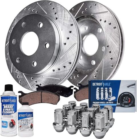 Detroit Axle-مجموعة الفرامل لـ 09-14 16-19 Nissan Maxima حفر دوارات الفرامل المحفورة منصات الفرامل الخزفية 2009-2014 2016 2017 2019 البديل الخلفي الأمامي: 12.56 "بوصة الأمامية 12.12" بوصة خلفية متداول. in Kuwait