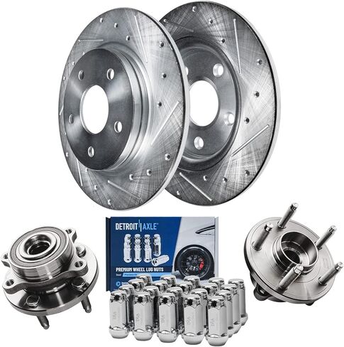 Detroit Axle-مجموعة الفرامل لـ 09-14 16-19 Nissan Maxima حفر دوارات الفرامل المحفورة منصات الفرامل الخزفية 2009-2014 2016 2017 2019 البديل الخلفي الأمامي: 12.56 "بوصة الأمامية 12.12" بوصة خلفية متداول. in Kuwait