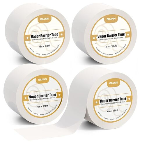 Vapor Barrier Tape 2 Rolls, 4" Wide x 180' Long Moisture Barrier Tape, 9 mil White polyethylene Tape, Moisture Sealing and Seams for Crawl Spaces, Vapor barriers, Marine, Insulation in Saudi Arabia