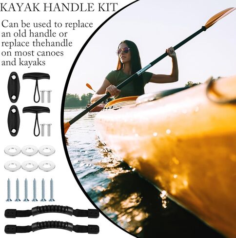 Soulchen 2 Sets Kayak Carry Handle Kayak Grab T-Handle Set Heavy Duty Plastic Nylon Construction Comfortable Grip, Suitable for Freshwater & Saltwater Water Sports in Saudi Arabia