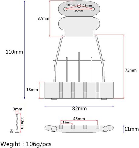Healifty Plated Adjustable Guitar Tailpiece Replacement for 4 String Jazz Archtop Bass Guitar Durable Zinc Alloy Bridge Part Easy Installation for Music Bands and Diy Repairs in Saudi Arabia