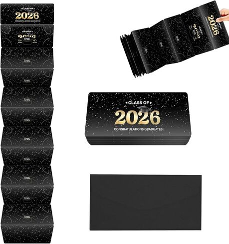 Linelglobal 2025 Graduation Money Holder for Cash Gift Envelope with Wish Card for High School College Congrat Grad - Black and Gold Design in Saudi Arabia