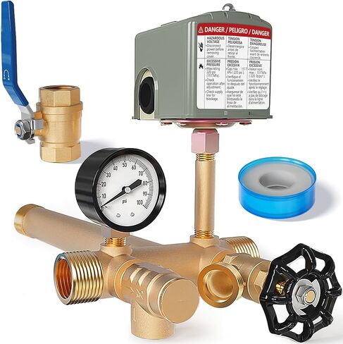 Pressure Tank Tee 40-60psi Water Pressure Tank Installation Kit with Well Pressure Switch and Pressure Gauge, fit Most Tanks with Diameters up to 16" in Saudi Arabia
