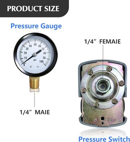 Pressure Tank Tee 40-60psi Water Pressure Tank Installation Kit with Well Pressure Switch and Pressure Gauge, fit Most Tanks with Diameters up to 16" in Saudi Arabia