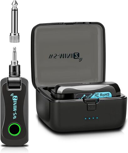نظام جيتار لاسلكي مع علبة شحن، مجموعة مستقبل إرسال إشارة رقمية بزمن وصول منخفض 2.4 جيجا هرتز للجيتار الكهربائي والباس، التوصيل والتشغيل، نطاق يصل إلى 130 قدمًا، مقبس قابل للدوران، WS-MINI2 in Kuwait