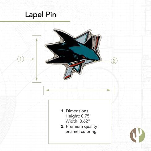 دبوس طية صدر السترة من صبار الصحراء سان خوسيه شاركس بشعار فريق NHL، مينا دوري الهوكي الوطني مصنوع من المعدن (دبوس طية صدر السترة) in Saudi Arabia