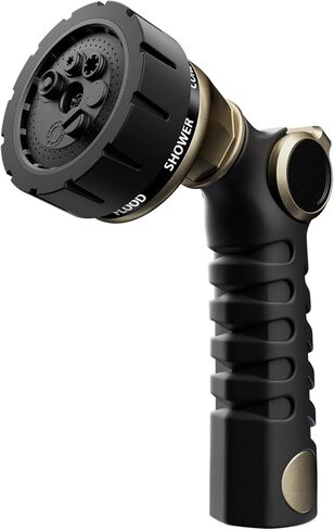 RESTMO Heavy Duty Hose Nozzle, Metal Garden Water Hose Sprayer with 7 Watering Patterns, Thumb Control, On Off Valve, High Pressure Nozzle Sprayer for Watering Plants, Car and Pet Washing, Bronze in Saudi Arabia