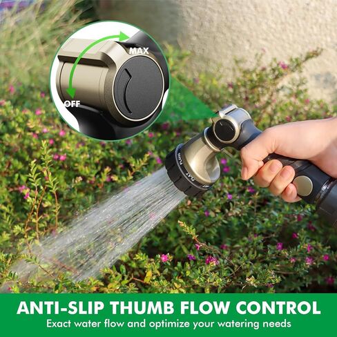 RESTMO Heavy Duty Hose Nozzle, Metal Garden Water Hose Sprayer with 7 Watering Patterns, Thumb Control, On Off Valve, High Pressure Nozzle Sprayer for Watering Plants, Car and Pet Washing, Bronze in Saudi Arabia