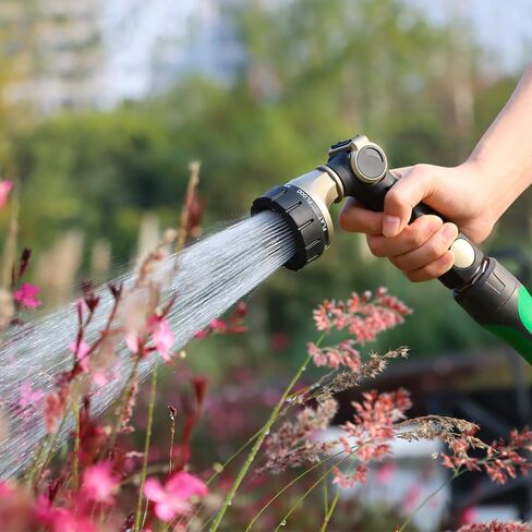 RESTMO Heavy Duty Hose Nozzle, Metal Garden Water Hose Sprayer with 7 Watering Patterns, Thumb Control, On Off Valve, High Pressure Nozzle Sprayer for Watering Plants, Car and Pet Washing, Bronze in Saudi Arabia