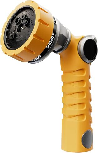 RESTMO Heavy Duty Hose Nozzle, Metal Garden Water Hose Sprayer with 7 Watering Patterns, Thumb Control, On Off Valve, High Pressure Nozzle Sprayer for Watering Plants, Car and Pet Washing, Bronze in Saudi Arabia