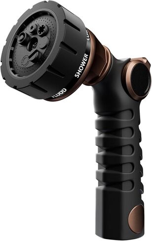 RESTMO Heavy Duty Hose Nozzle, Metal Garden Water Hose Sprayer with 7 Watering Patterns, Thumb Control, On Off Valve, High Pressure Nozzle Sprayer for Watering Plants, Car and Pet Washing, Bronze in Saudi Arabia