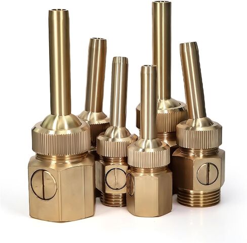 فوهة نافورة نحاسية قابلة للتعديل مع صمام مدمج - 1/2 بوصة، 3/4 بوصة، 1 بوصة مرش مياه نفاث ذكر/أنثى (1 بوصة ذكر) in Kuwait